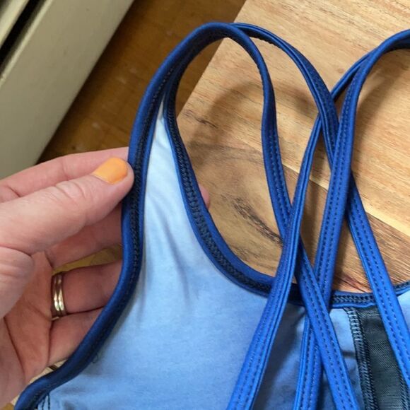 Wear It To Heart Blue Leopard Sports Bra - Picture 7 of 9